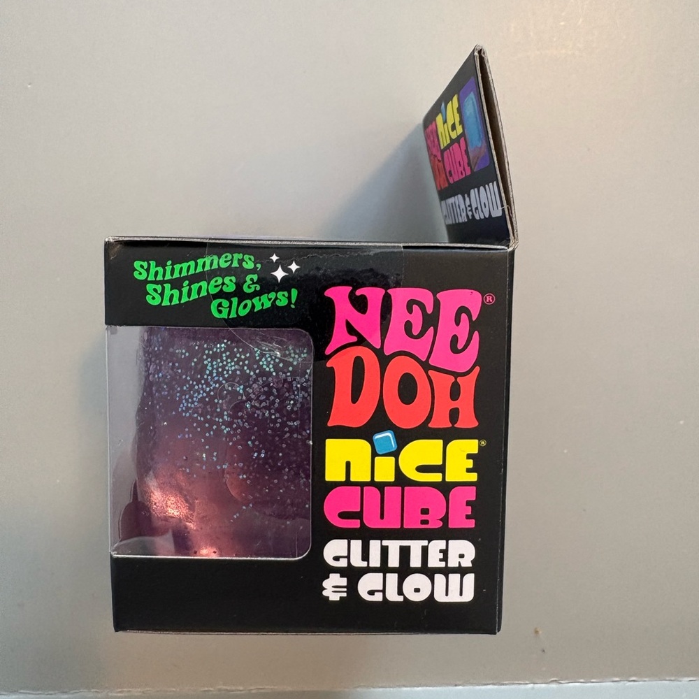 Nee Doh Glitter & Glow Cube PURPLE Super Solid Squish - Picture 3 of 3